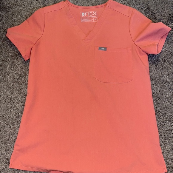 Figs Tops Figs Coral Scrub Color Catarina One Pocket Scrub Top